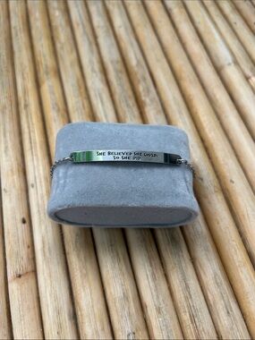 Silver Inspirational ID Bracelet - "She Believed She Could"